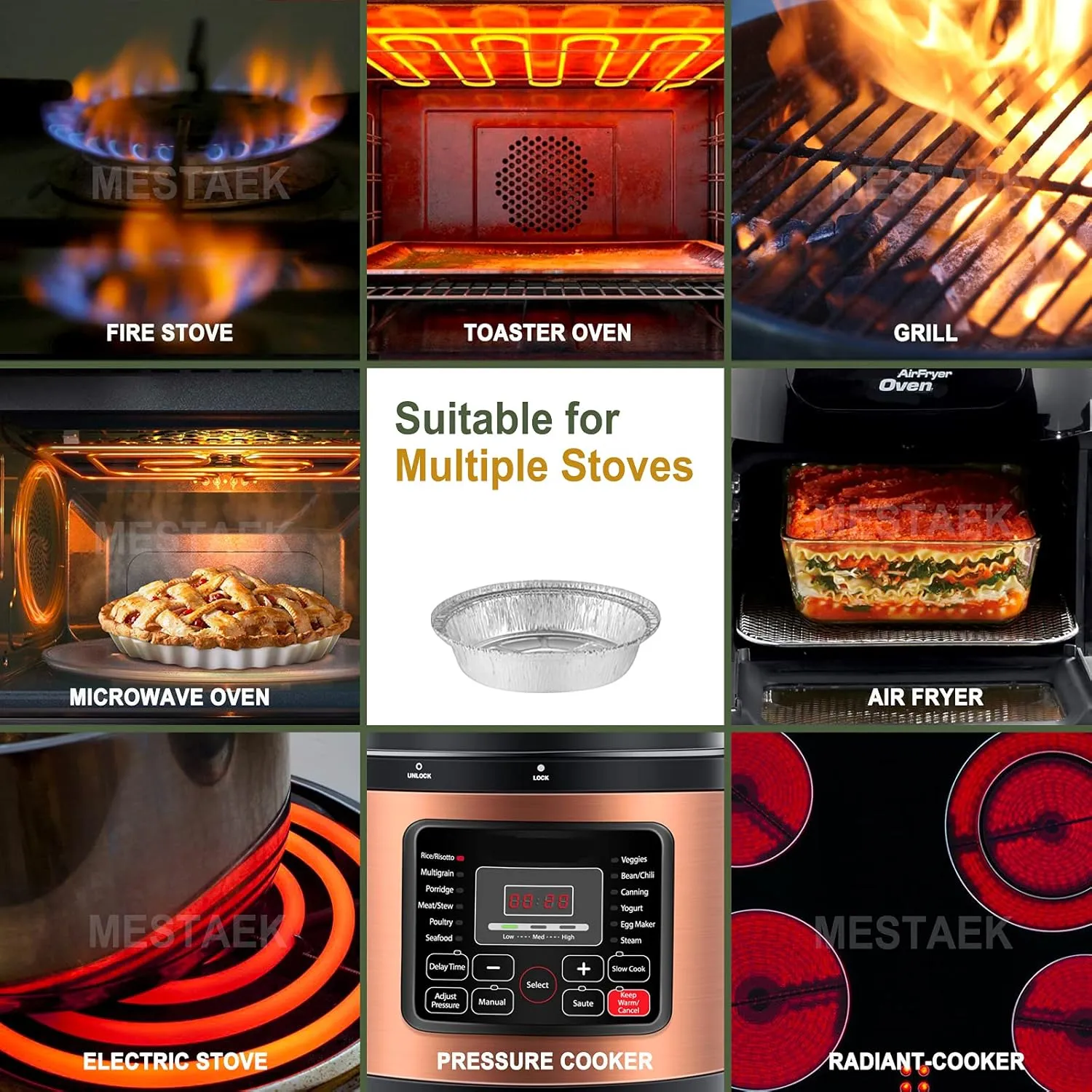 9" Aluminum Foil Pans with Clear Lids 50 Pack,Heavy Duty Disposable Containers for Roasting,Storing,Baking,Cooking,Recyclable