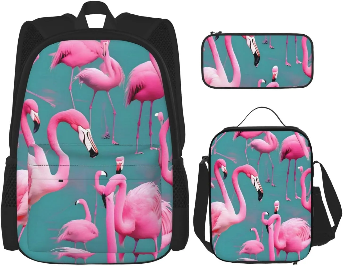 A Flock Of Flamingosbackpack 3 Piece Set, Duffel Bag,* Casual Backpack, Girls Boys Backpack For Hiking, School