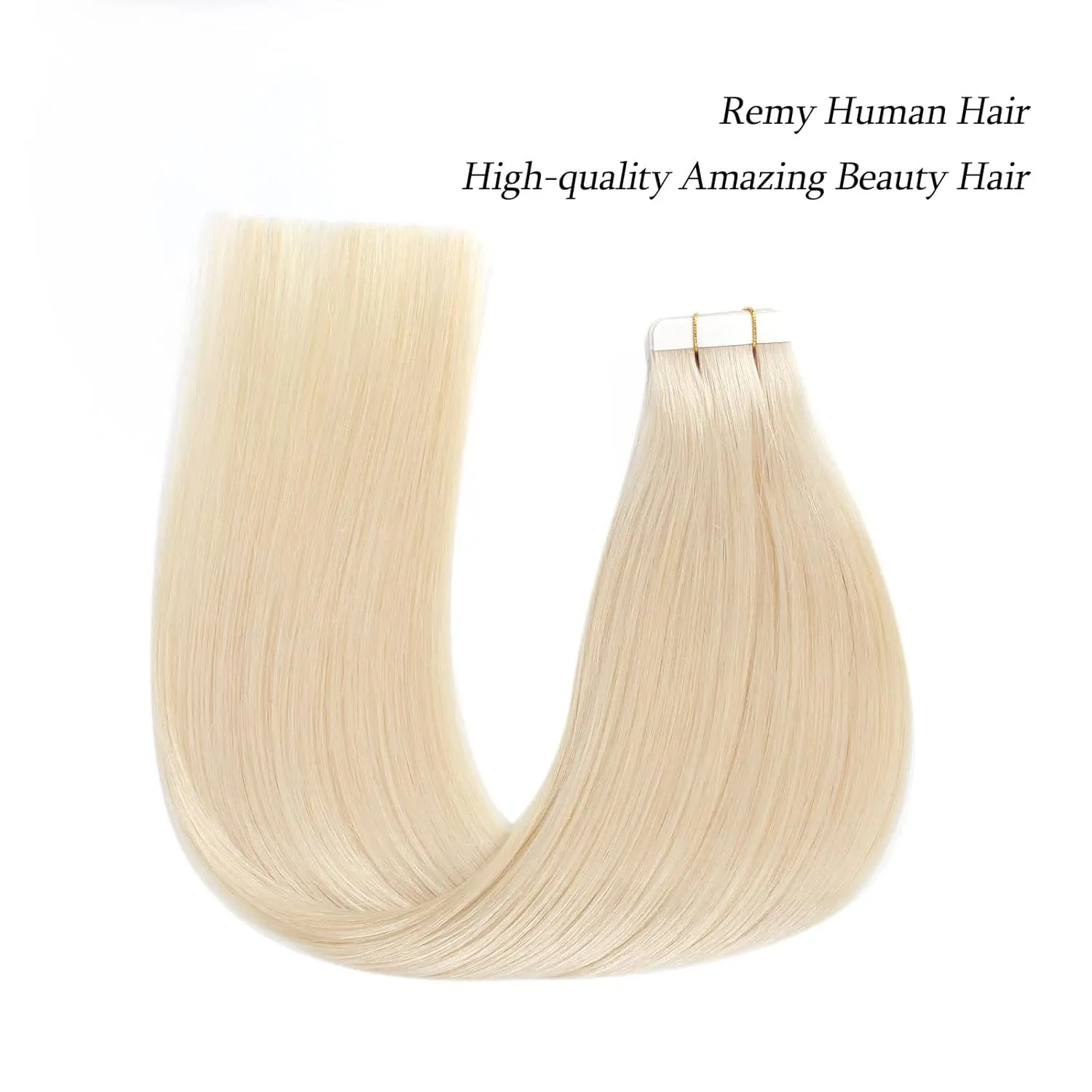 ABH AmazingBeauty Hair Semi-permanent Real Remi Remy Human Tape in Straight Hair 50g 20pcs Skin Weft Tape Attached Invisible Seamless Reusable Platinum Ash Blonde Color 60 22 Inch