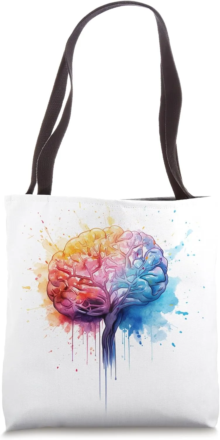 Abstract Watercolor Brain Tote Bag