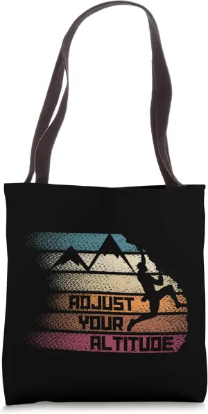 Adjust Your Altitude Vintage Retro Hiking Mountaineering Tote Bag