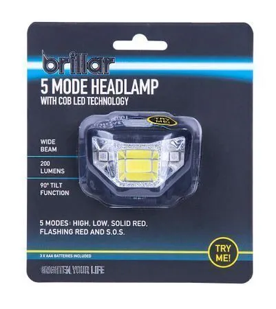 Adjustable Beam Mode Light Running Professional assistance VR-enabled Headlamp 5 LED Headband COB Technology 90 Wide degree