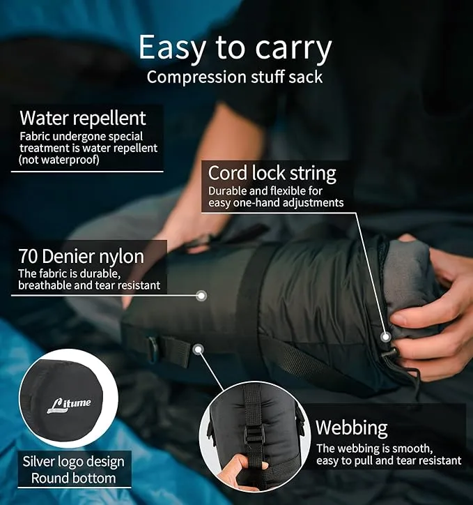 All Season Fleece Sleeping Bag Liner Adds Up to 27°F/ 15°C, Lightweight Mummy Sleeping Sack for Cold Weather and Winter Backpacking, Camping, Traveling with Drawstring Hood and Stuff Sack E629
