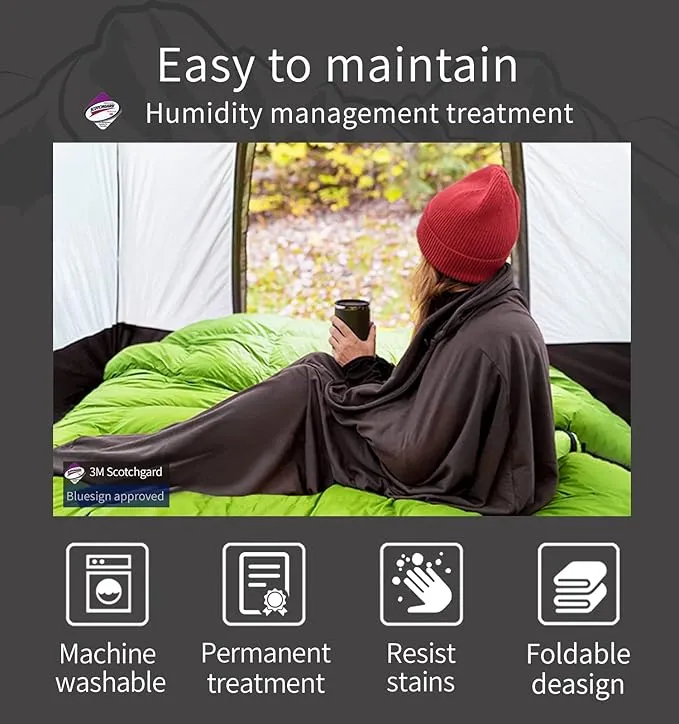 All Season Fleece Sleeping Bag Liner Adds Up to 27°F/ 15°C, Lightweight Mummy Sleeping Sack for Cold Weather and Winter Backpacking, Camping, Traveling with Drawstring Hood and Stuff Sack E629