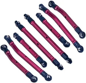 Aluminum 6061-T6 High Clearance Adjustable Link Set for Traxxas 1:18 TRX4M K10 High Trail Crawler 97064-1 Upgrade Parts - Red