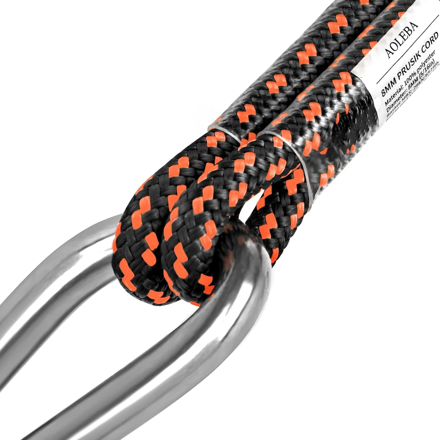 AOLEBA 8MM (5/16") Prusik Cord, Pre-Sewn Eye-to-Eye Prusik Loop, Safety Climbing Aider Gear for Arborist Rescue Mountaineering, Friction Hitch Cord Climbing Sticks for Outdoor 30 Inches
