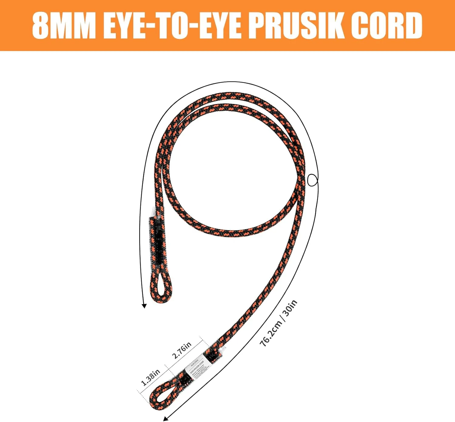 AOLEBA 8MM (5/16") Prusik Cord, Pre-Sewn Eye-to-Eye Prusik Loop, Safety Climbing Aider Gear for Arborist Rescue Mountaineering, Friction Hitch Cord Climbing Sticks for Outdoor 30 Inches