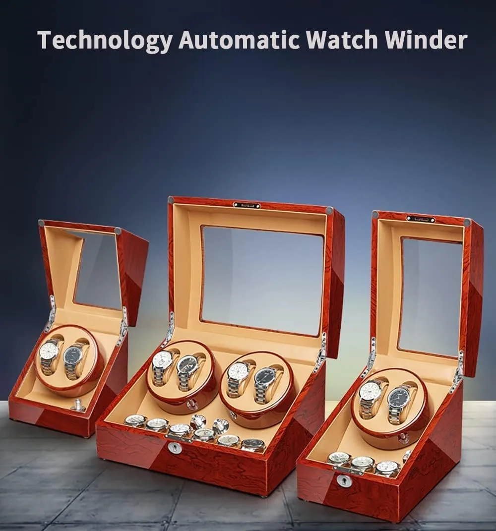 Automatic Watches 5 Rotation Modes Double Watch Winder With Quiet Motor Battery Powered Or Ac Adapter Automatic Watch Winder Box,