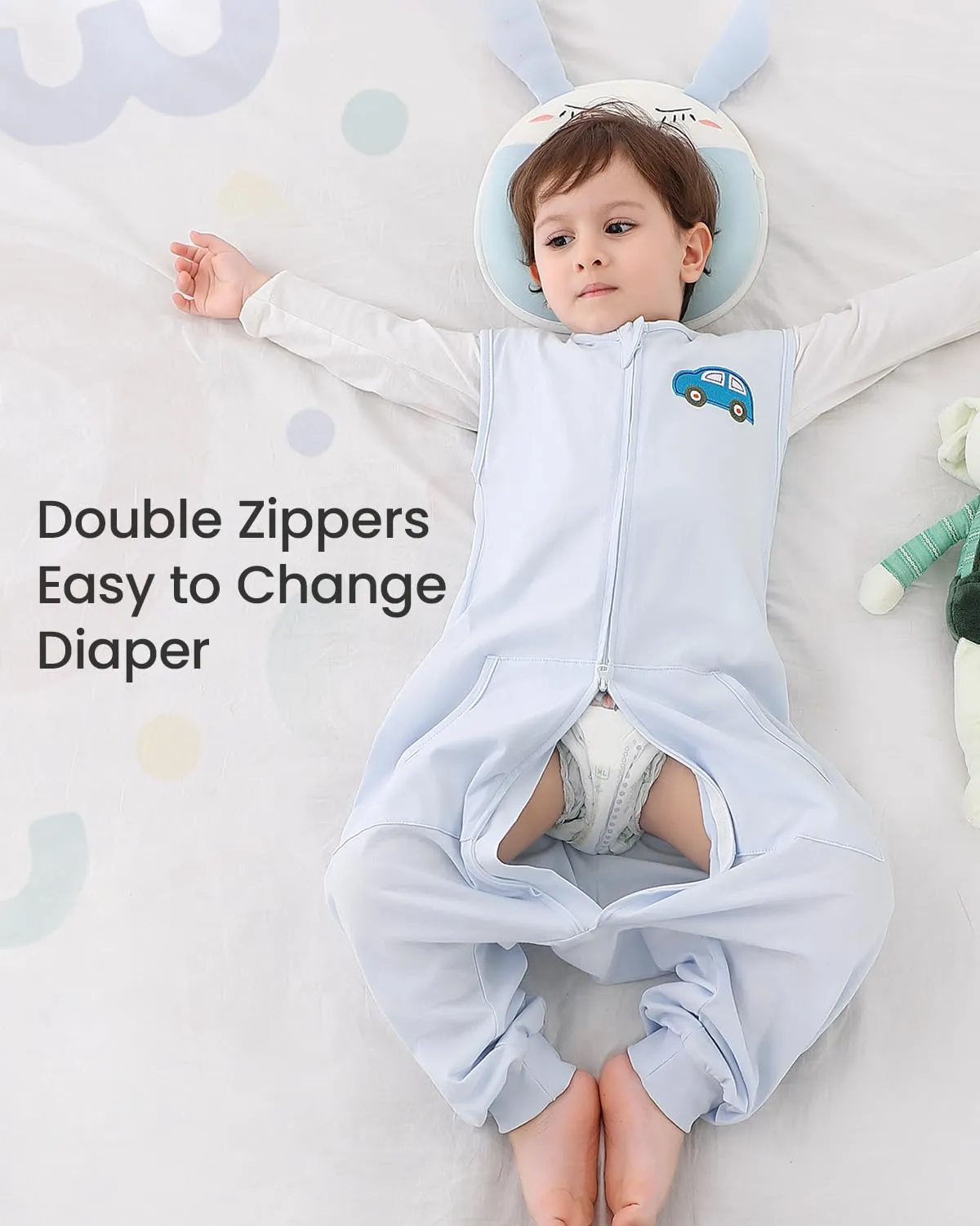 Baby Sleeping Bag with Feet Sleeveless Sleeping Sack Wearable Blankets Baby, Blue Sleep Sack, 3-5T, X-Large