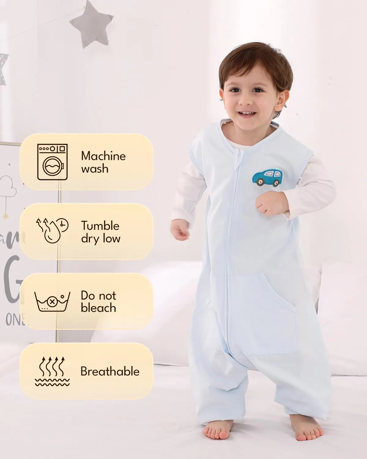 Baby Sleeping Bag with Feet Sleeveless Sleeping Sack Wearable Blankets Baby, Blue Sleep Sack, 3-5T, X-Large
