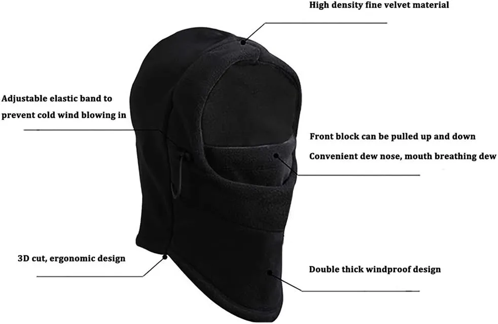 Balaclava Ski Mask 2 Pcs - Windproof Warmer Fleece Adjustable Winter Mask for Men Women