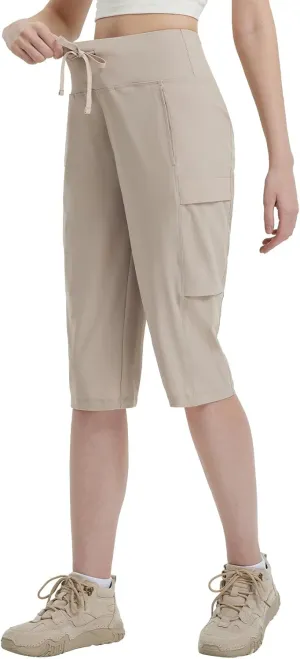 baleaf 15'' Long Shorts for Women Hiking Knee Length Quick Dry Cargo Capri Pants Bermuda Stretchy Lightweight