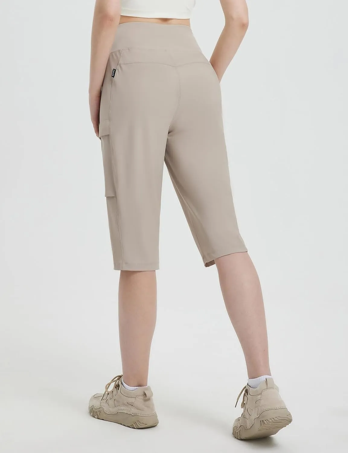 baleaf 15'' Long Shorts for Women Hiking Knee Length Quick Dry Cargo Capri Pants Bermuda Stretchy Lightweight