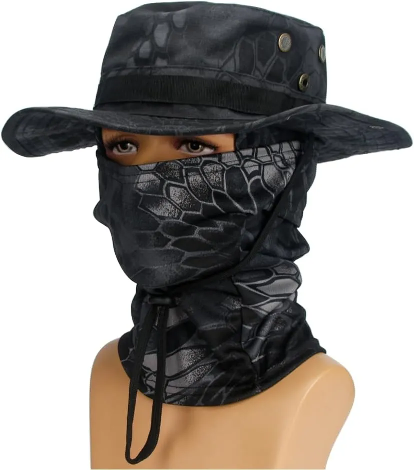 Baraclava Hat   Boonie Hat, Military Fan Hat Set, Sun Protection Wind Blocking, for Cycling Hiking Climbing Fishing