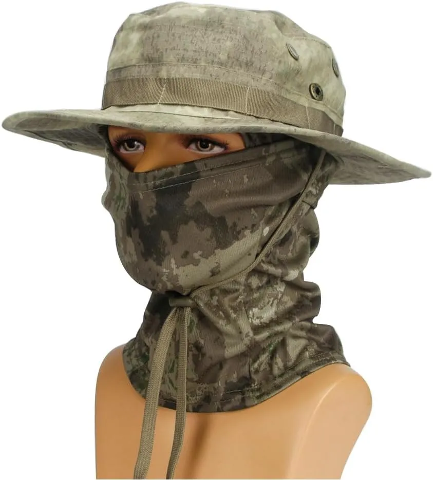 Baraclava Hat   Boonie Hat, Military Fan Hat Set, Sun Protection Wind Blocking, for Cycling Hiking Climbing Fishing