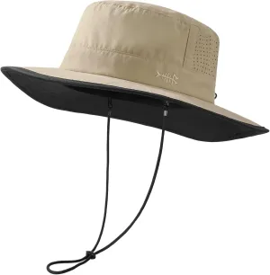 BASSDASH UPF 50  Water-Resistant Fishing Bucket Hat with Laser Perforated Mesh Adjustable for Men Women Outdoor Hiking