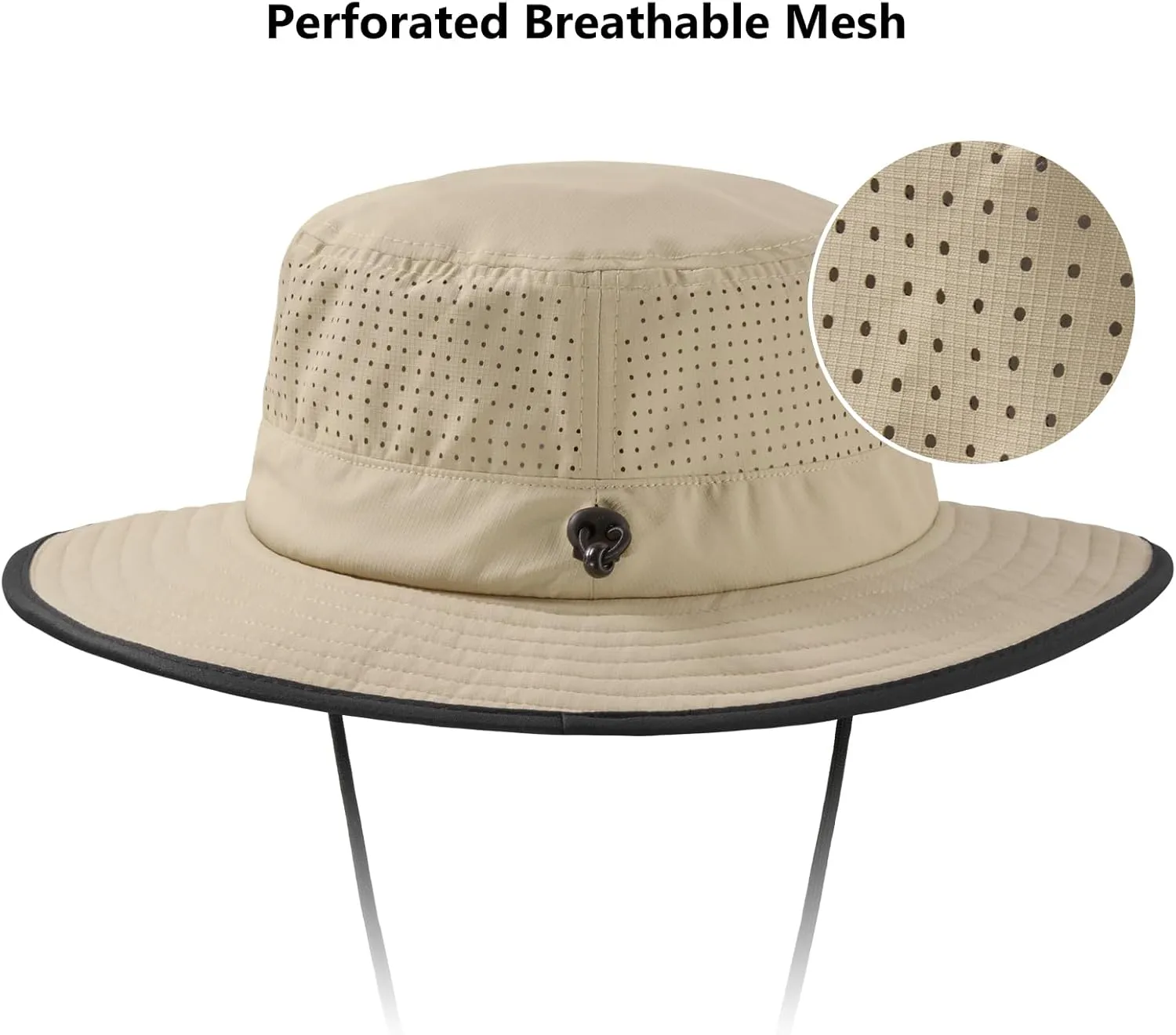 BASSDASH UPF 50  Water-Resistant Fishing Bucket Hat with Laser Perforated Mesh Adjustable for Men Women Outdoor Hiking