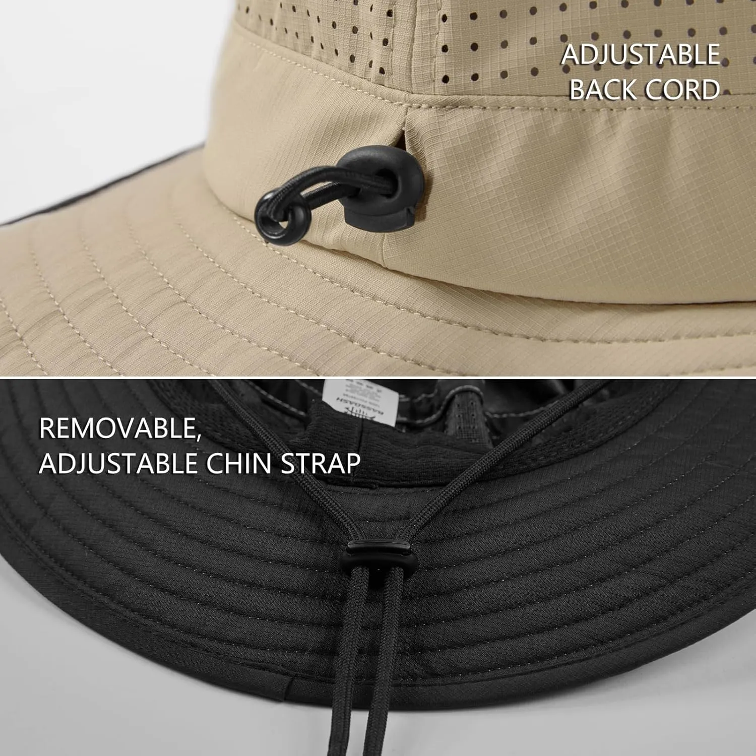 BASSDASH UPF 50  Water-Resistant Fishing Bucket Hat with Laser Perforated Mesh Adjustable for Men Women Outdoor Hiking