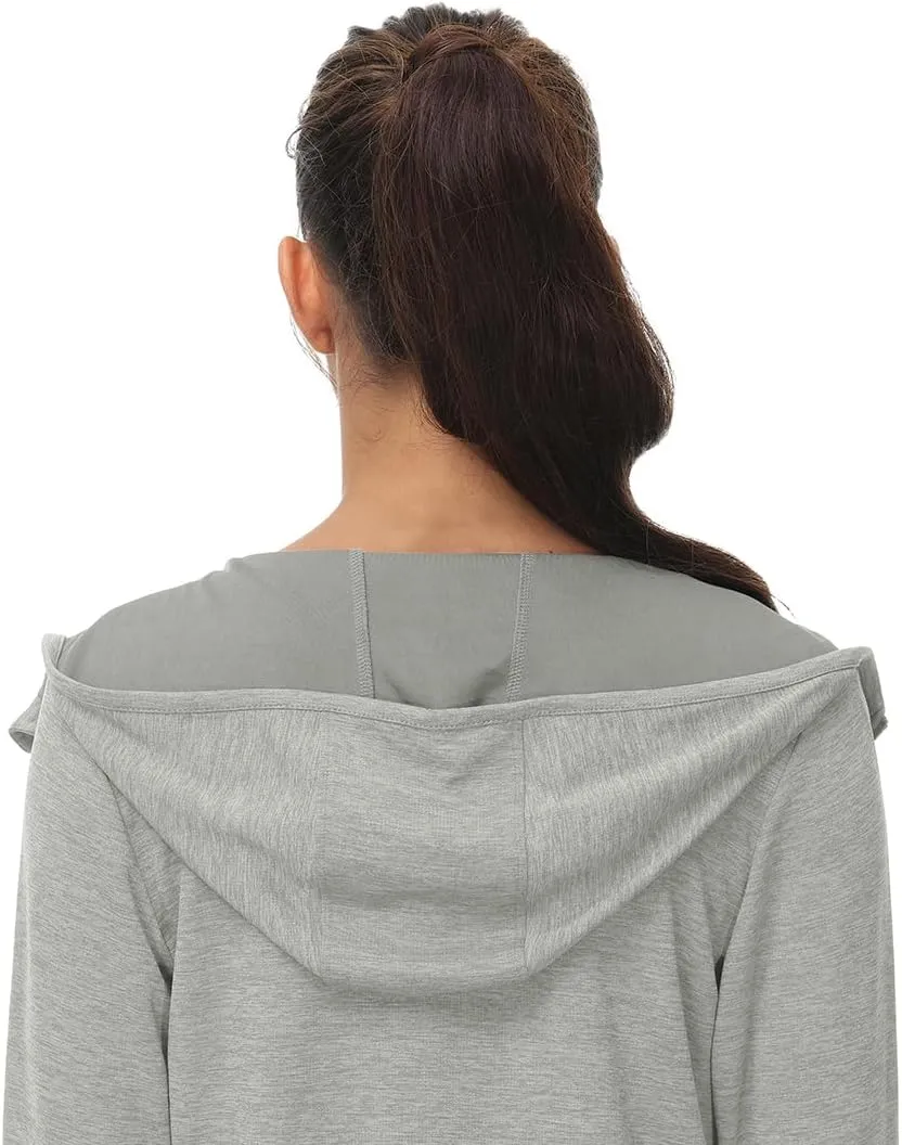 BASUDAM Women's Hiking Shirts Lightweight UPF 50  Sun Protection Open Zippered Outdoor Hoodie Jackets
