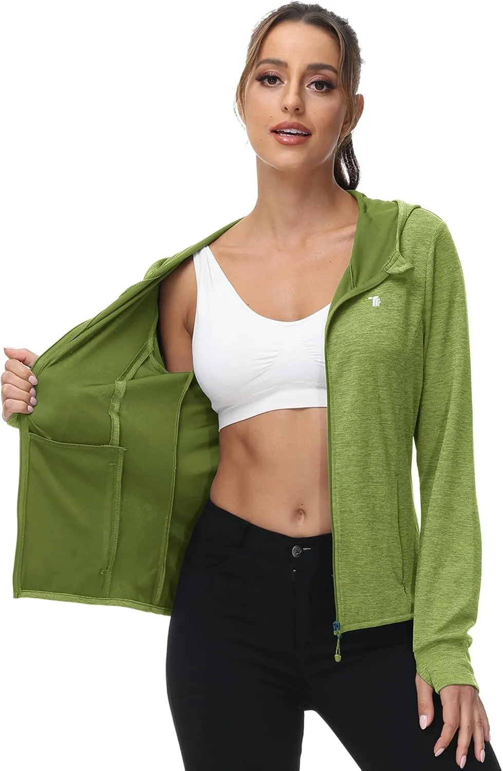 BASUDAM Women's Hiking Shirts Lightweight UPF 50  Sun Protection Open Zippered Outdoor Hoodie Jackets