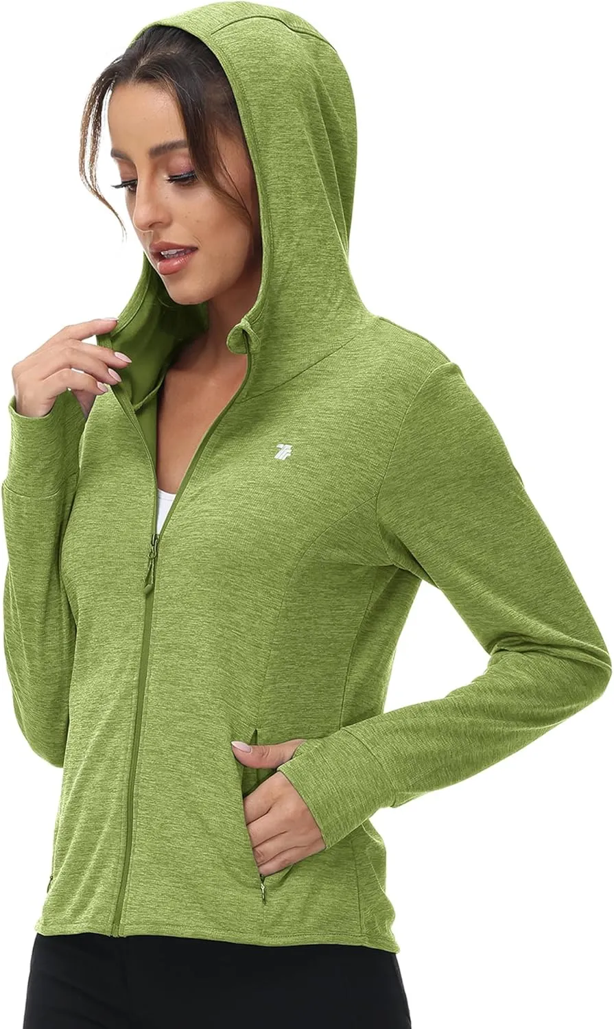 BASUDAM Women's Hiking Shirts Lightweight UPF 50  Sun Protection Open Zippered Outdoor Hoodie Jackets