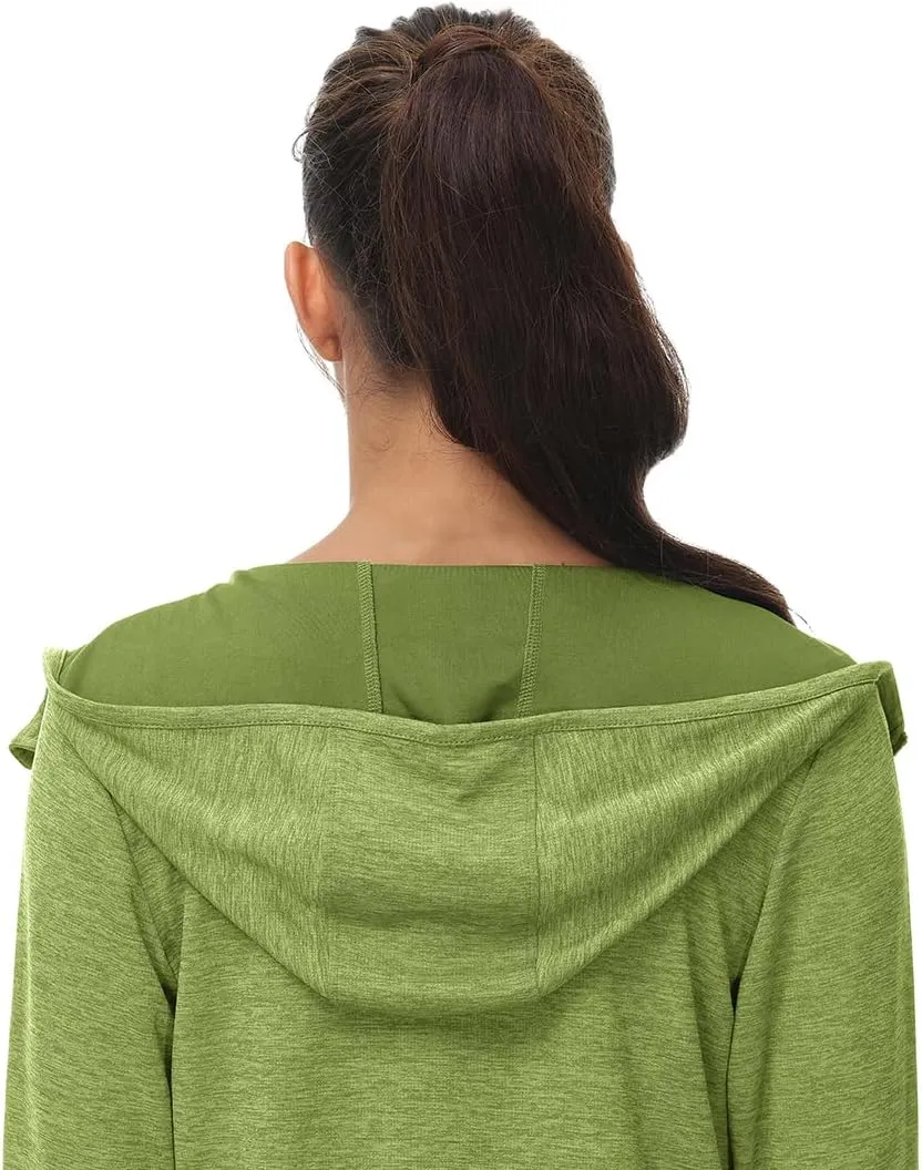 BASUDAM Women's Hiking Shirts Lightweight UPF 50  Sun Protection Open Zippered Outdoor Hoodie Jackets