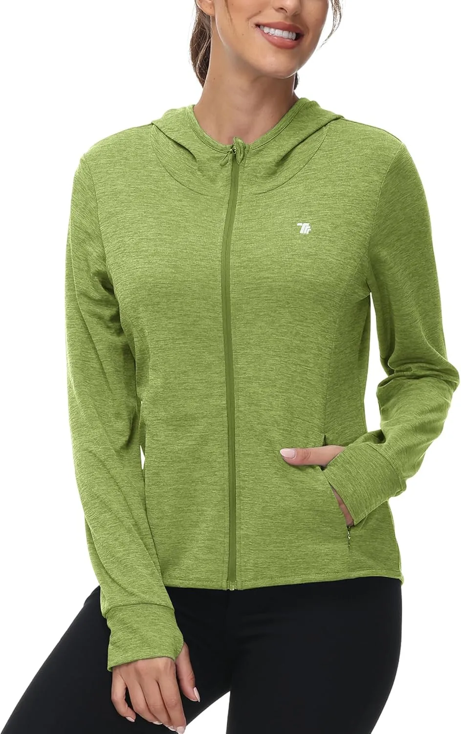 BASUDAM Women's Hiking Shirts Lightweight UPF 50  Sun Protection Open Zippered Outdoor Hoodie Jackets