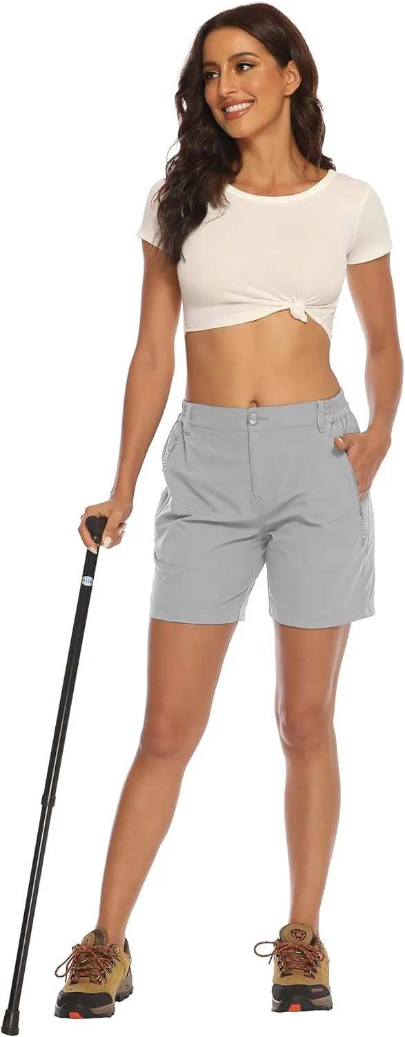 BASUDAM Women's Hiking Shorts Quick Dry Stretch Water Resistant Lightweight Outdoor Zipper Pockets
