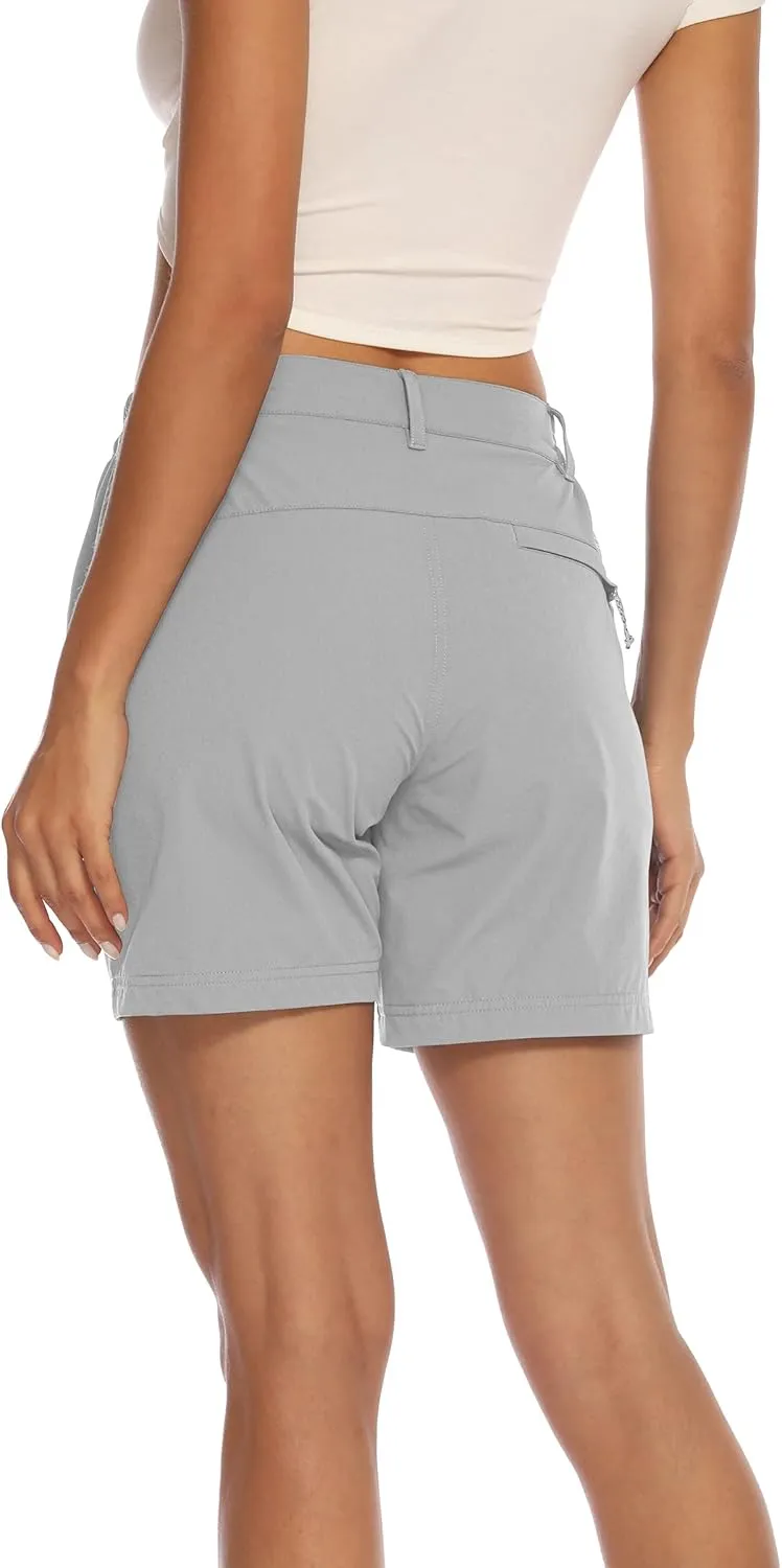 BASUDAM Women's Hiking Shorts Quick Dry Stretch Water Resistant Lightweight Outdoor Zipper Pockets