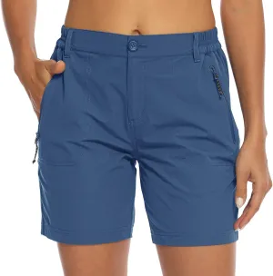 BASUDAM Women's Hiking Shorts Quick Dry Stretch Water Resistant Lightweight Outdoor Zipper Pockets