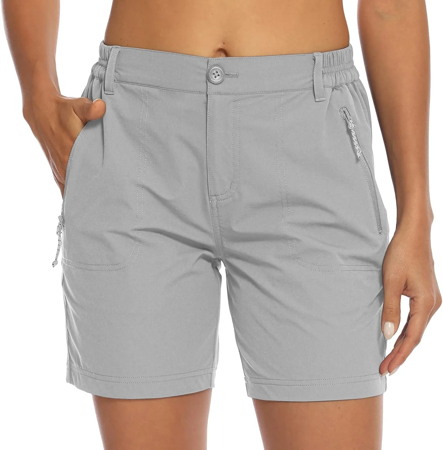 BASUDAM Women's Hiking Shorts Quick Dry Stretch Water Resistant Lightweight Outdoor Zipper Pockets