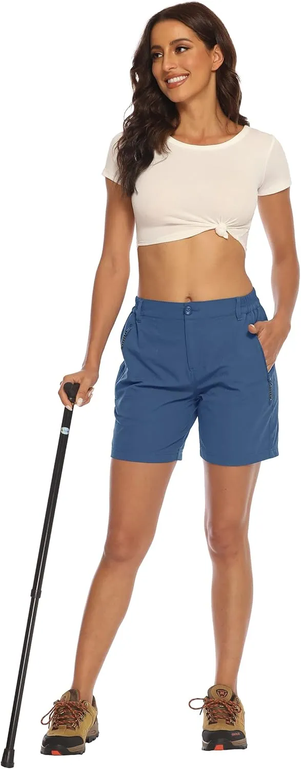 BASUDAM Women's Hiking Shorts Quick Dry Stretch Water Resistant Lightweight Outdoor Zipper Pockets