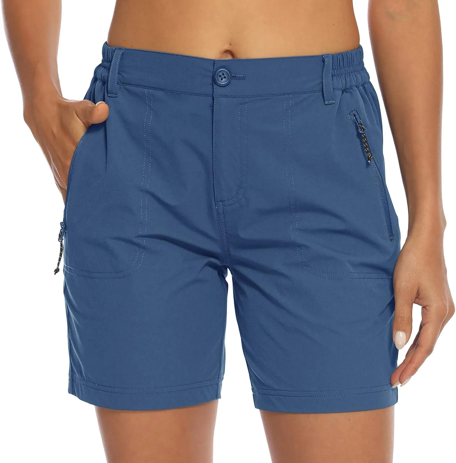 BASUDAM Women's Hiking Shorts Quick Dry Stretch Water Resistant Lightweight Outdoor Zipper Pockets