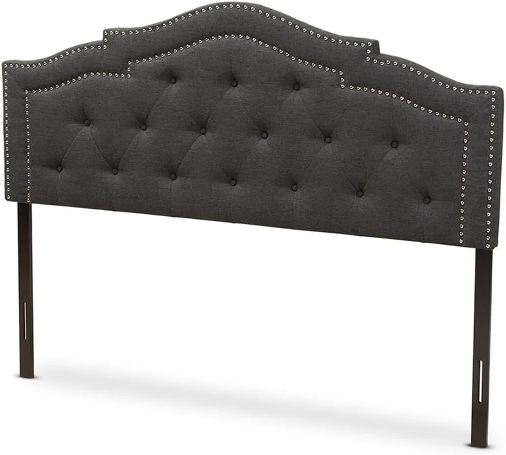 Baxton Studio Edith Tufted Queen Panel Headboard in Dark Gray