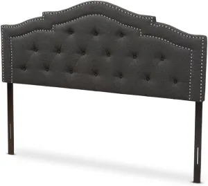 Baxton Studio Edith Tufted Queen Panel Headboard in Dark Gray