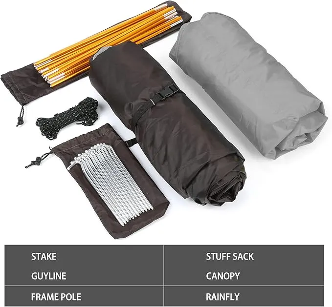 Bessport Camping Tent 1/2/3/4 Person Tent Waterproof Two Doors Backpacking Tent Easy Setup Lightweight for Outdoor, Hiking Mountaineering Travel