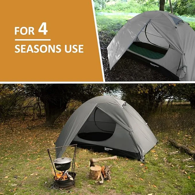Bessport Camping Tent 1/2/3/4 Person Tent Waterproof Two Doors Backpacking Tent Easy Setup Lightweight for Outdoor, Hiking Mountaineering Travel