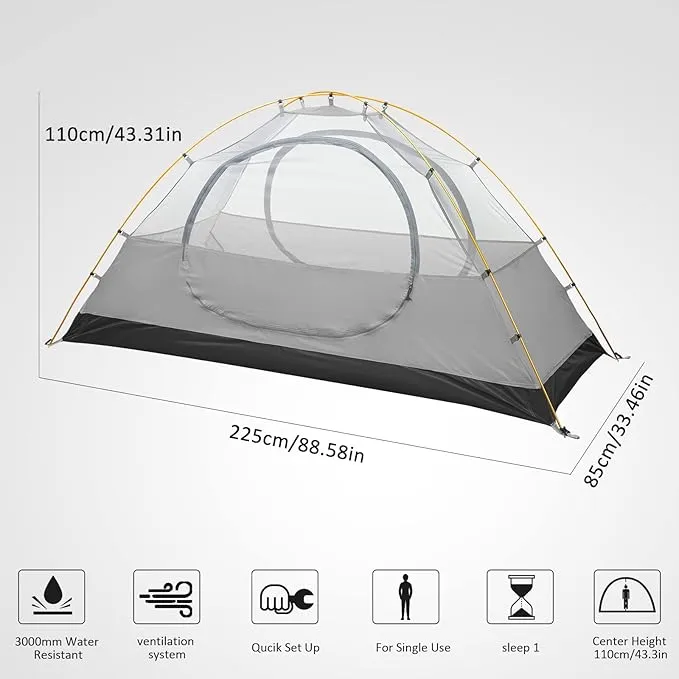 Bessport Camping Tent 1/2/3/4 Person Tent Waterproof Two Doors Backpacking Tent Easy Setup Lightweight for Outdoor, Hiking Mountaineering Travel