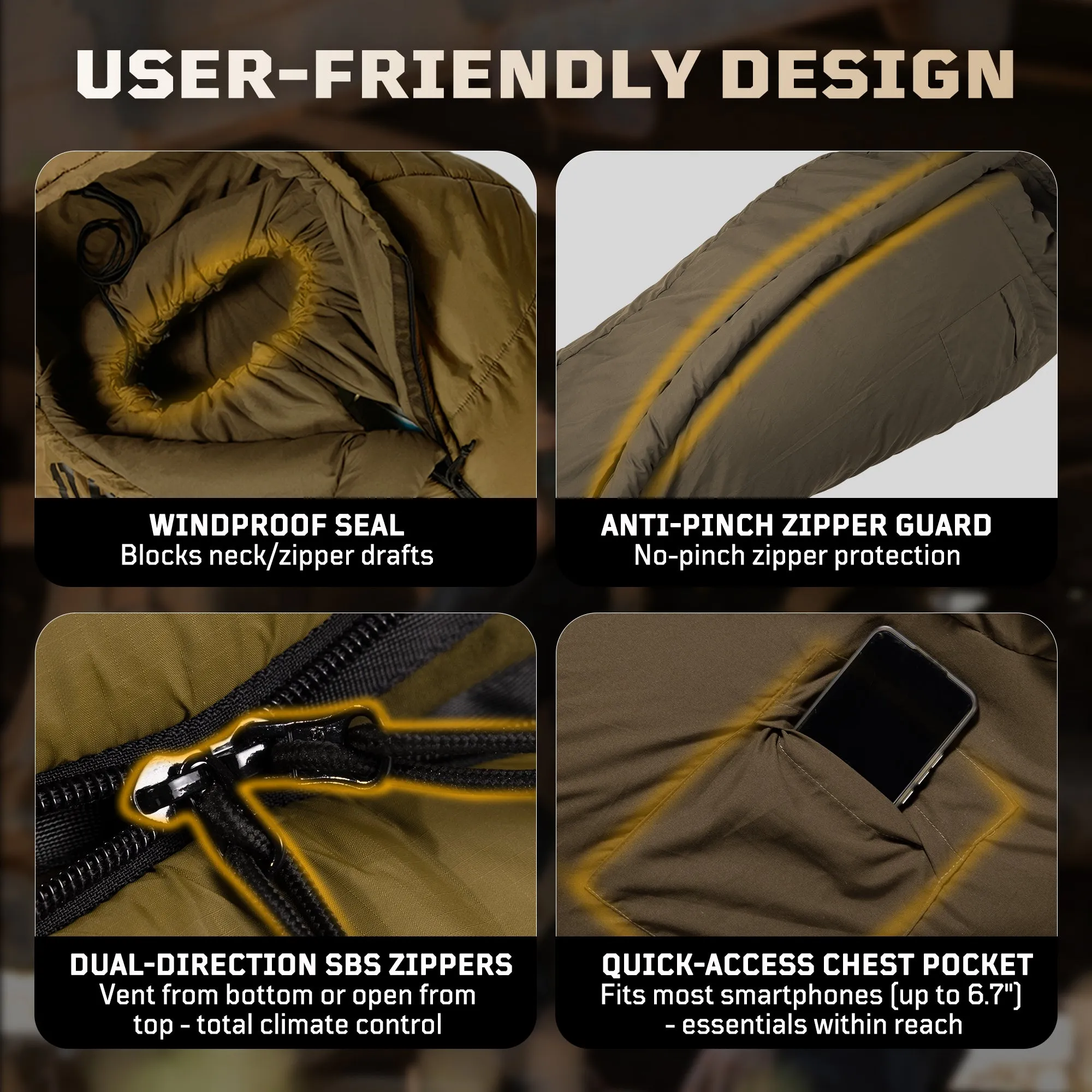 ★Best Saller★1TG Tactical Camping Mummy Sleeping Bag, 26-36℉ All Season