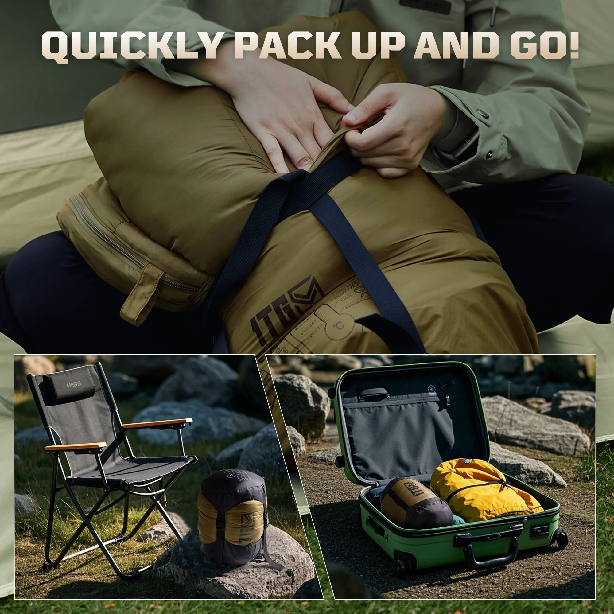 ★Best Saller★1TG Tactical Camping Mummy Sleeping Bag, 26-36℉ All Season