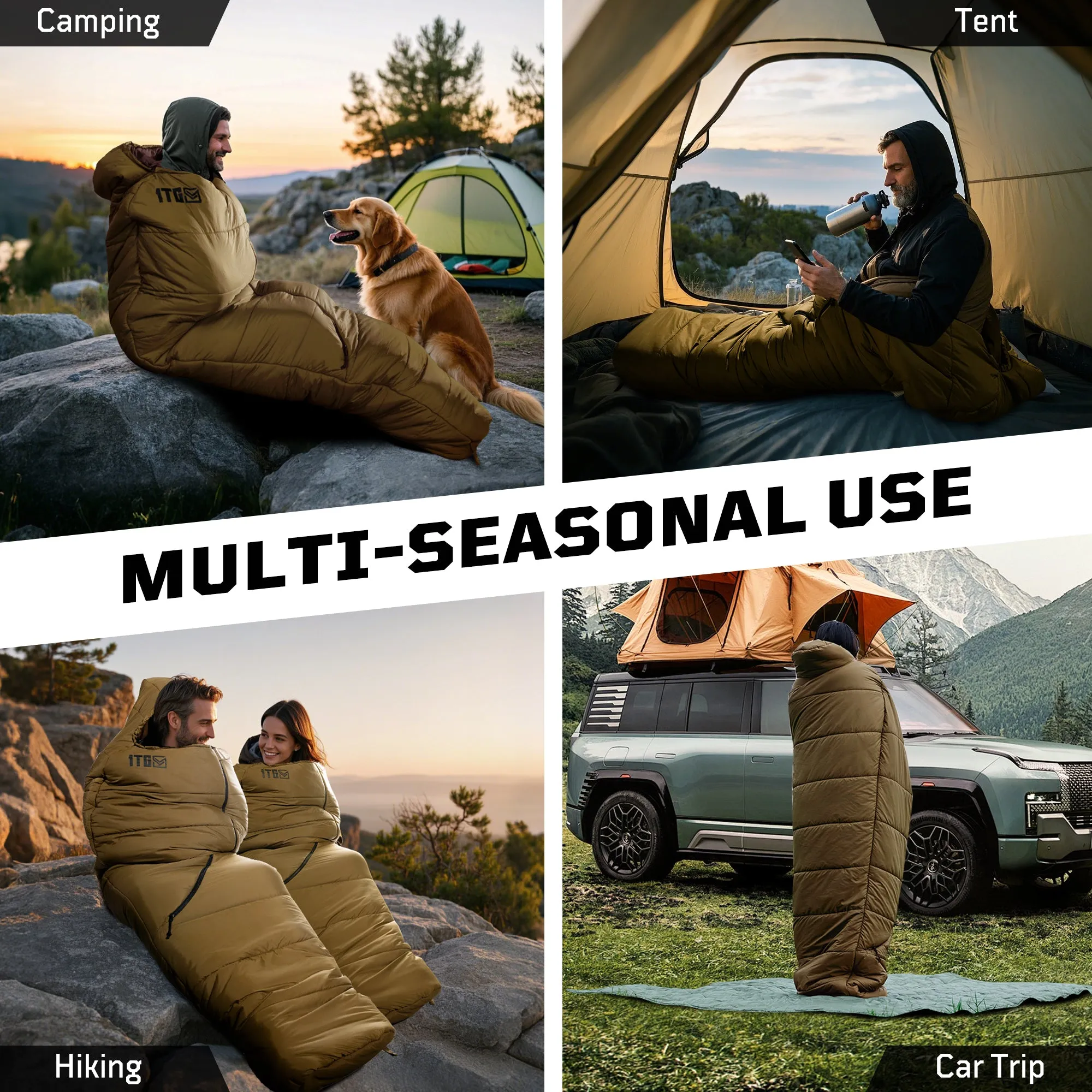 ★Best Saller★1TG Tactical Camping Mummy Sleeping Bag, 26-36℉ All Season