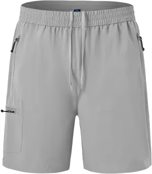 BGOWATU Men's Athletic Hiking Shorts Stretch Quick Dry Sports Gym Shorts with Zipper Pockets for Fishing Travel
