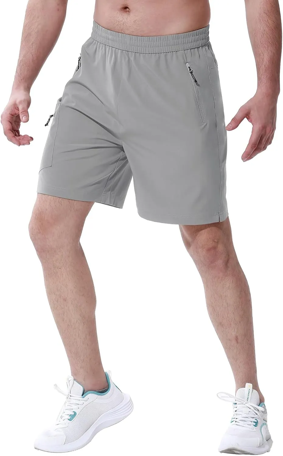BGOWATU Men's Athletic Hiking Shorts Stretch Quick Dry Sports Gym Shorts with Zipper Pockets for Fishing Travel