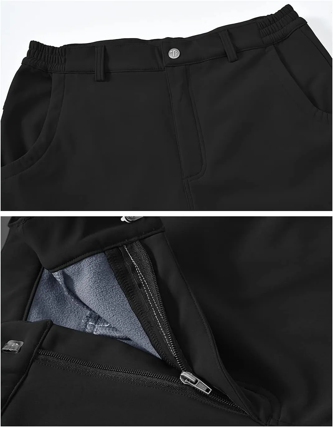 BGOWATU Men's Cargo Hiking Pants Fleece Lined Waterproof Windproof Snow Ski Insulated Pant with 6 Pockets