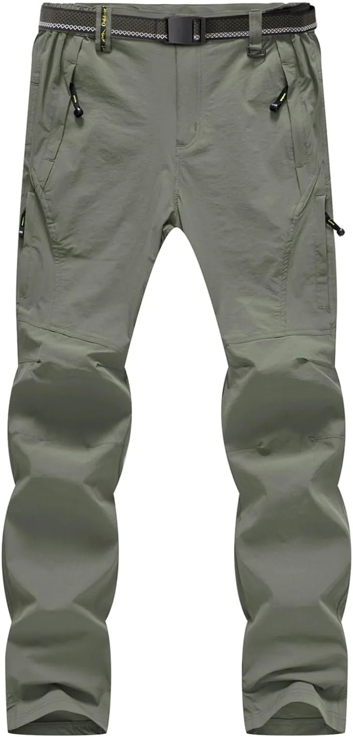 BGOWATU Men's Hiking Pants Quick Dry Lightweight Water Resistant Outdoor Sports Pants with Zipper Cargo Pockets