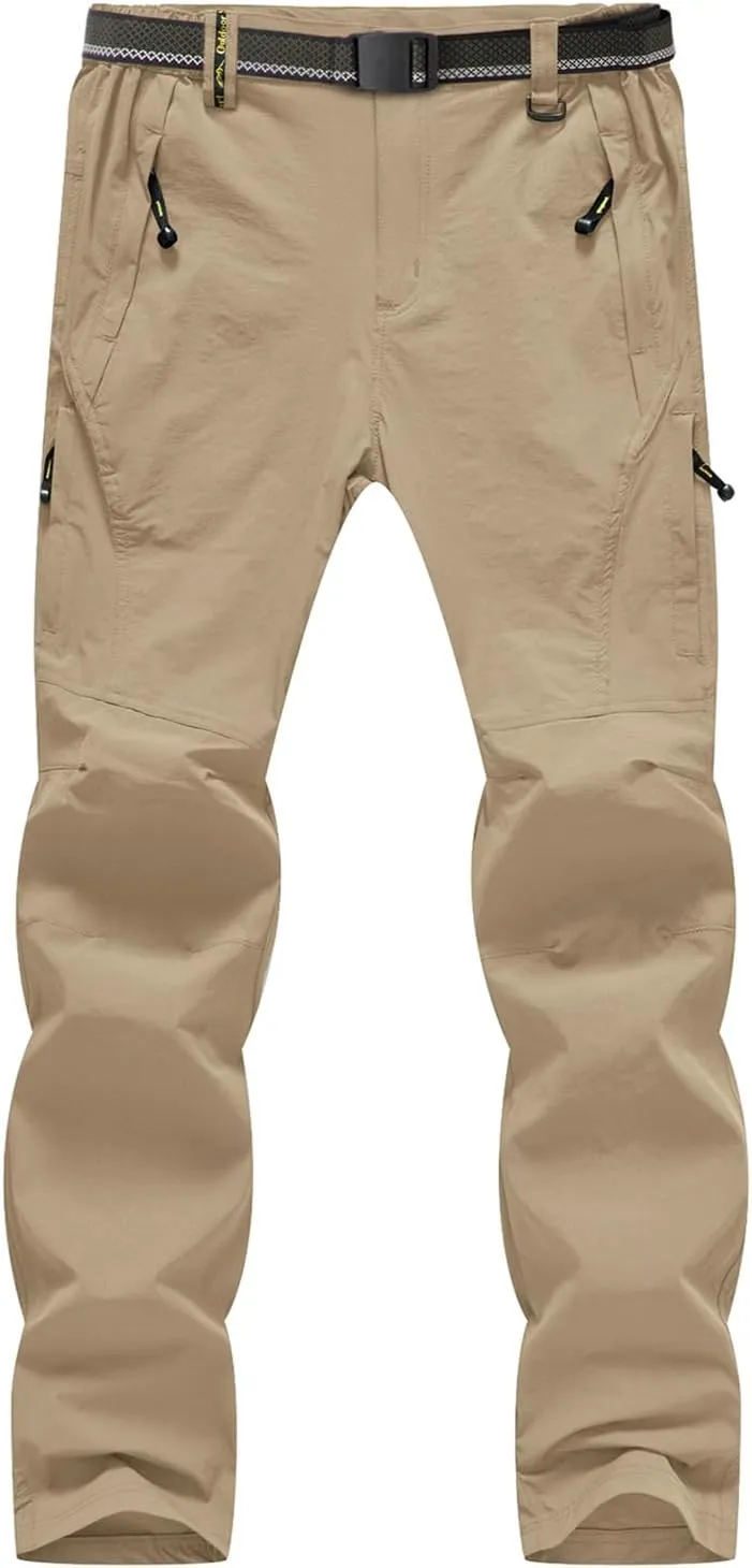 BGOWATU Men's Hiking Pants Quick Dry Lightweight Water Resistant Outdoor Sports Pants with Zipper Cargo Pockets