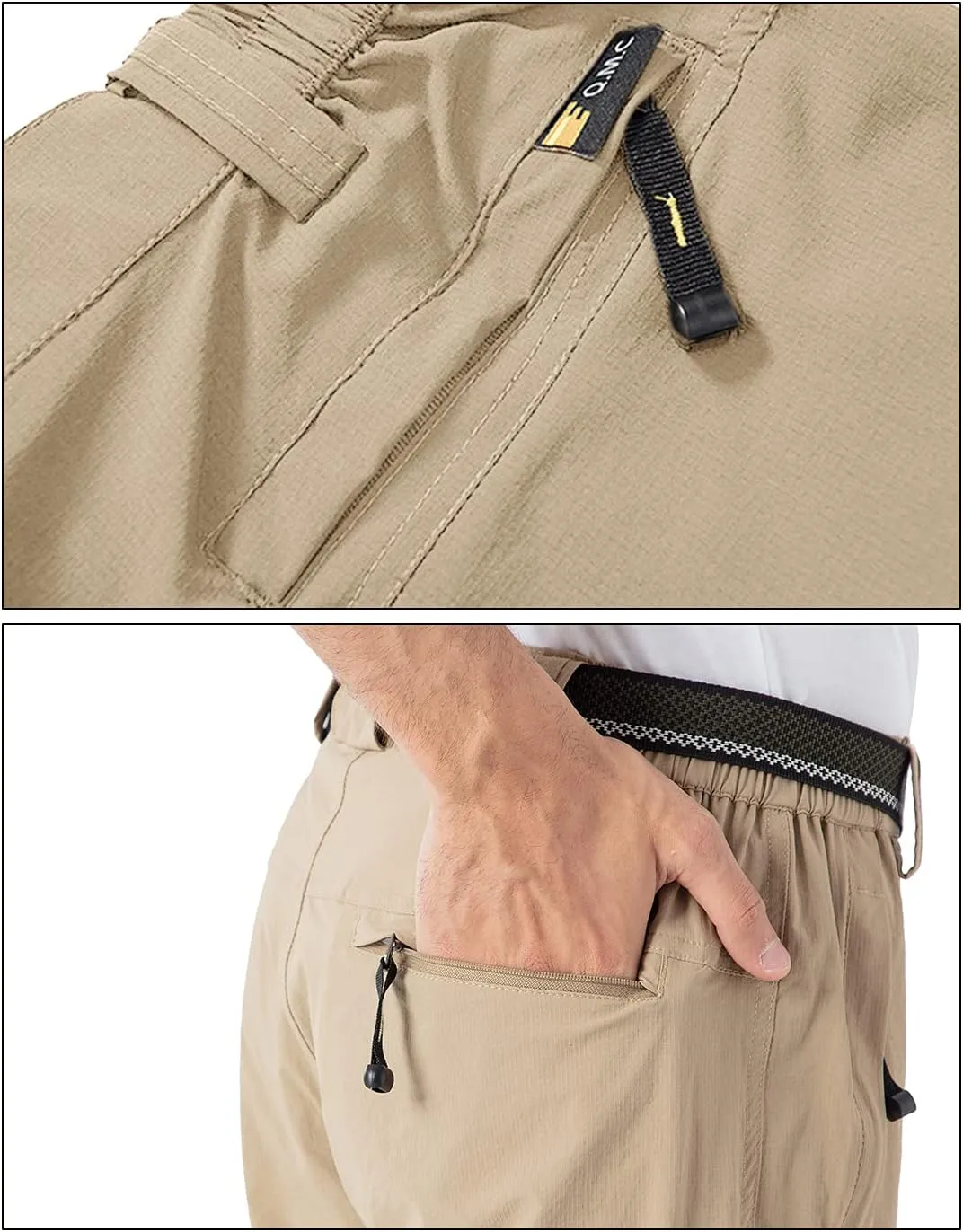 BGOWATU Men's Hiking Pants Quick Dry Lightweight Water Resistant Outdoor Sports Pants with Zipper Cargo Pockets