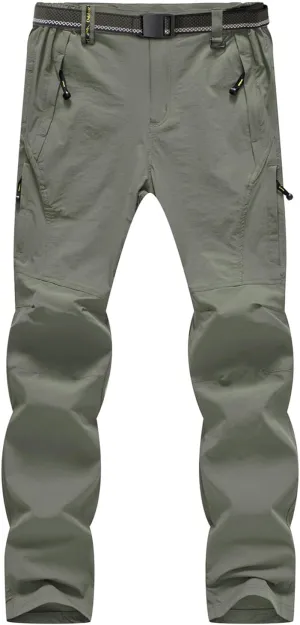 BGOWATU Men's Hiking Pants Quick Dry Lightweight Water Resistant Outdoor Sports Pants with Zipper Cargo Pockets