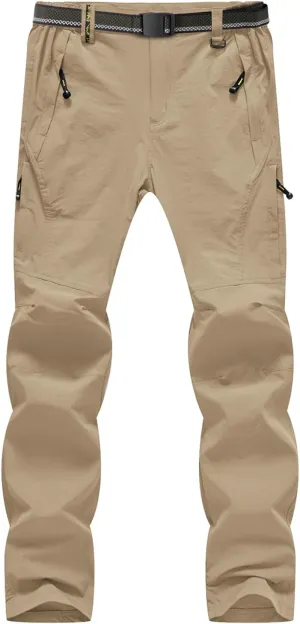 BGOWATU Men's Hiking Pants Quick Dry Lightweight Water Resistant Outdoor Sports Pants with Zipper Cargo Pockets