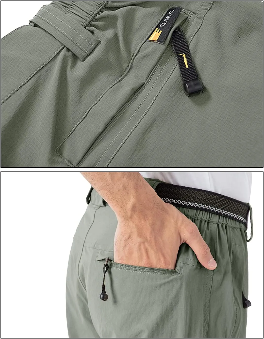 BGOWATU Men's Hiking Pants Quick Dry Lightweight Water Resistant Outdoor Sports Pants with Zipper Cargo Pockets